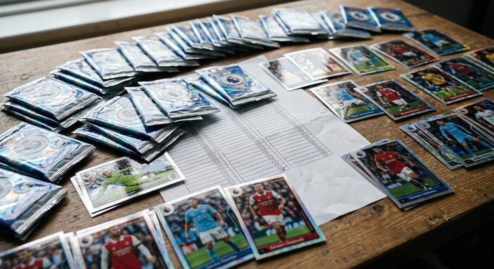 Graphic representing 2026 Topps Merlin Premier League soccer trading cards and checklist details