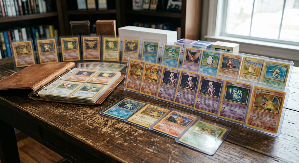 Pokémon trading cards illustrated by Mitsuhiro Arita arranged for a collector feature